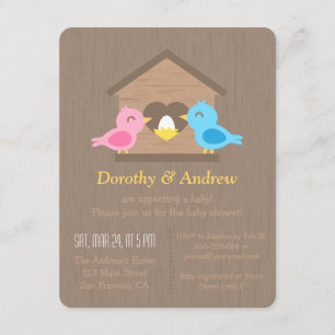 Invitation Fête de naissance Bébé Oiseau Mignon Maison dans l
