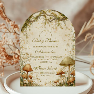 Invitation Fête de Naissance Champignon de la Forêt Enchantée