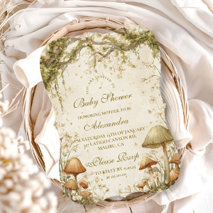 Invitation Fête de Naissance Champignon de la Forêt Enchantée