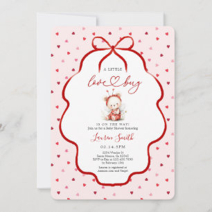 Invitation Fête de naissance coccinelle rose fille