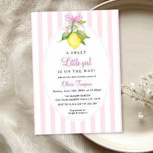 Invitation Fête de naissance Coquette Lemon Rose