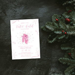 Invitation Fête de naissance de ballerine flocon de neige ros