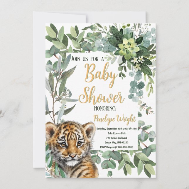 Invitation Fête de Naissance de Bébé au Genre Neutre avec un  (Devant)