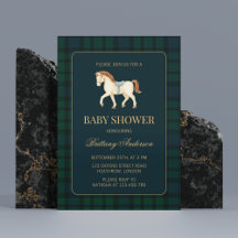 Fête de naissance de bébé Cheval Tartan Plaid Rust
