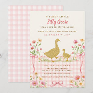 Invitation Fête de naissance de bébé fille au canard rose fle
