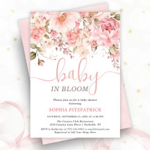 Fête de naissance de bébé fille aux fleurs aquarel