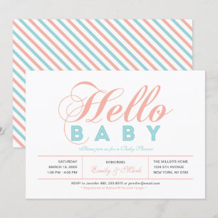 Invitation Fête de naissance de bébé fille en typographie mod