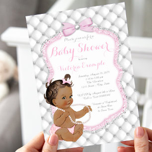 Invitation Fête de naissance de bébé fille ethnique Diamants 