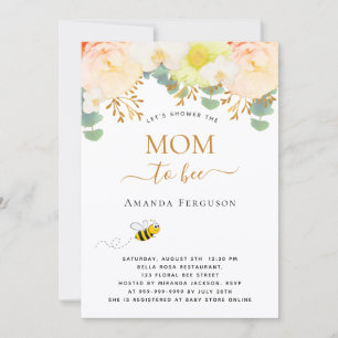 Invitation Fête de naissance de bébé fille fleurs rose pâle M