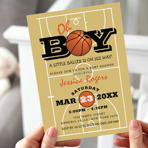 Invitation Fête de naissance de bébé garçon 'Oh Boy' Basketba