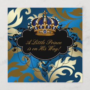 Invitation Fête de naissance de bébé garçon Royal Navy Blue B