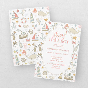 Invitation Fête de naissance de bébé marin