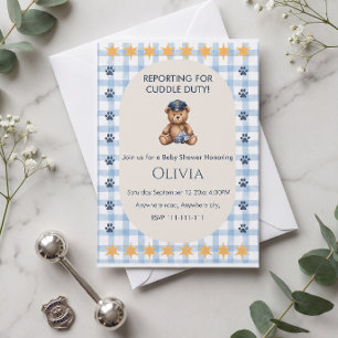 Invitation Fête de naissance de bébé pour la police : Présent