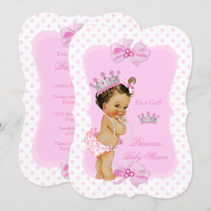 Invitation Fête de naissance de bébé princesse fille Brunette