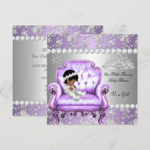 Invitation Fête de naissance de bébé princesse fille Lavande