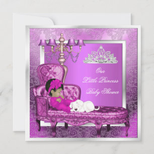 Invitation Fête de naissance de bébé princesse fille rose Béb