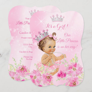 Invitation Fête de naissance de bébé princesse Tutu floral ro