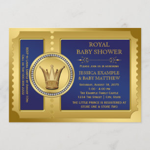 Invitation Fête de naissance de bébé royal bleu garçons