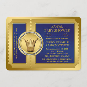 Invitation Fête de naissance de bébé royal bleu garçons