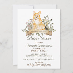 Invitation Fête de Naissance de Bébé Welsh Corgi