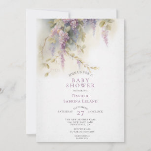 Invitation Fête de naissance de couple à l'aquarelle florale