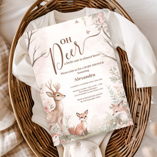 Invitation Fête de naissance de fille Woodland Oh Deer