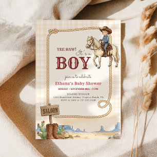 Invitation Fête de naissance de garçon Cowboy Western Wild We