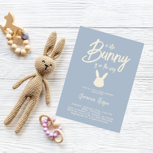 Invitation Fête de naissance de garçon moderne Blue Bunny