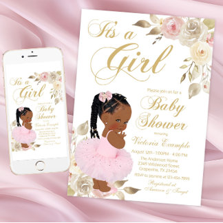 Invitation Fête de naissance de la princesse africaine en or