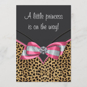 Invitation Fête de naissance de la princesse au léopard rose