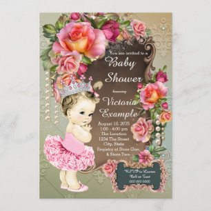 Invitation Fête de naissance de la princesse au tutu de perle