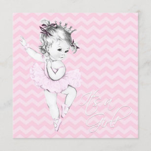 Invitation Fête de naissance de la princesse ballerine rose