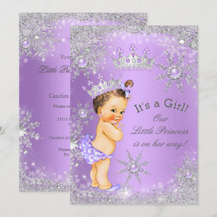 Invitation Fête de naissance de la princesse bébé Lavande Mer