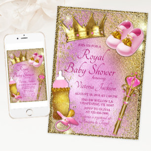 Invitation Fête de naissance de la Princesse Royale rose et o