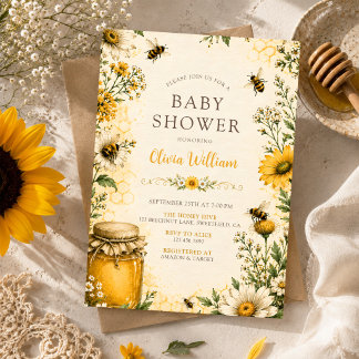 Invitation Fête de naissance de l'abeille à miel du jardin bo
