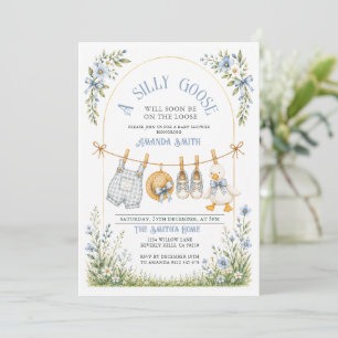 Invitation Fête de naissance de l'idiot garçon Oie Bleue Fleu