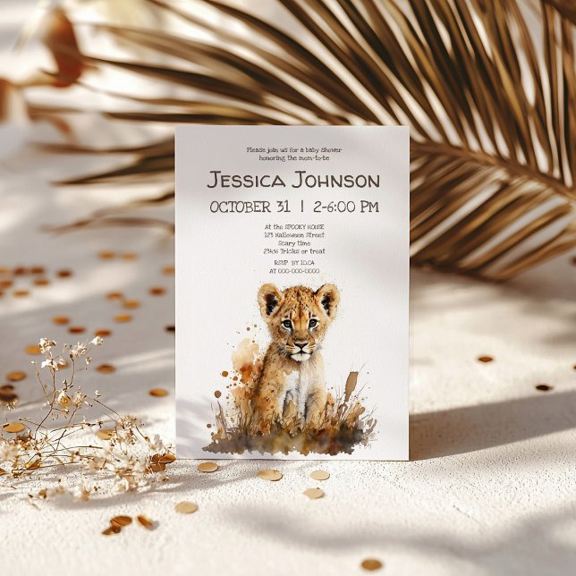 Invitation Fête de naissance de Lion King à l'aquarelle (Créateur téléchargé)