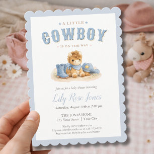 Invitation Fête de naissance de Little Cowboy Boy en bleu pou