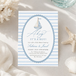 Invitation Fête de naissance de marin pour un garçon avec un