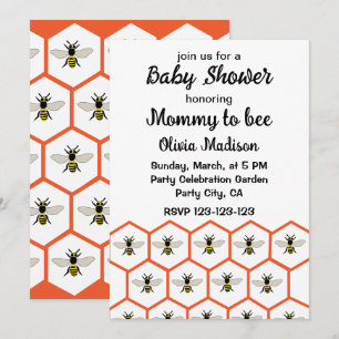 Invitation Fête de naissance de Miel de Abeille Maman abeille