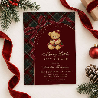 Invitation Fête de Naissance de Noël Ourson à l'Arc Vintage