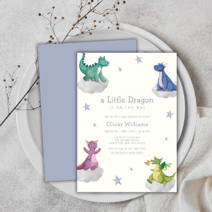 Invitation Fête de naissance de petit dragon magique Bohème
