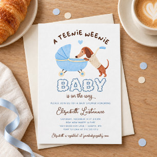 Invitation Fête de naissance de petit garçon teckel bleu