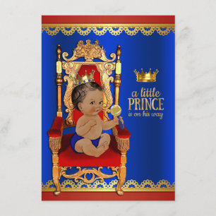 Invitation Fête de naissance de prince ethnique royal chic