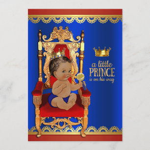 Invitation Fête de naissance de prince ethnique royal chic