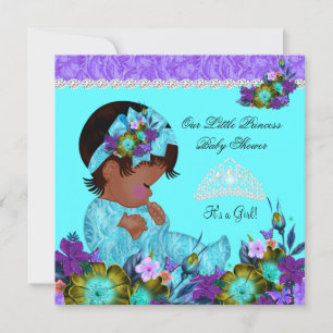 Invitation Fête de naissance de princesse bébé bleu sarcelle