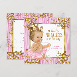 Invitation Fête de naissance de princesse Bébé Fleurs de soie