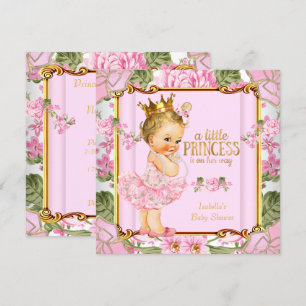 Invitation Fête de naissance de princesse bébé Rose rose blon
