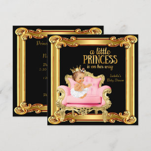 Invitation Fête de naissance de princesse Chaise Noir Rose Or