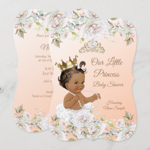 Invitation Fête de naissance de princesse Corail pêche blanc 
